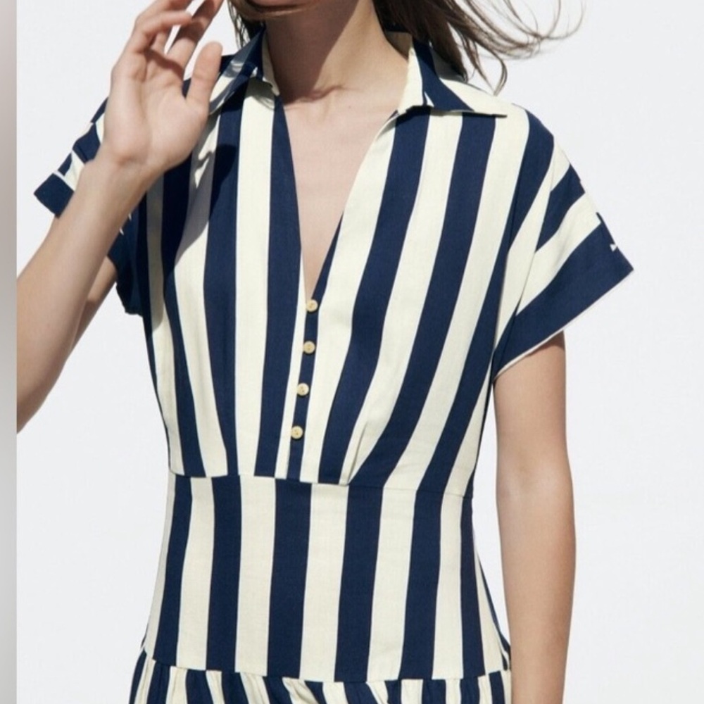 Striped Navy and Cream Dress